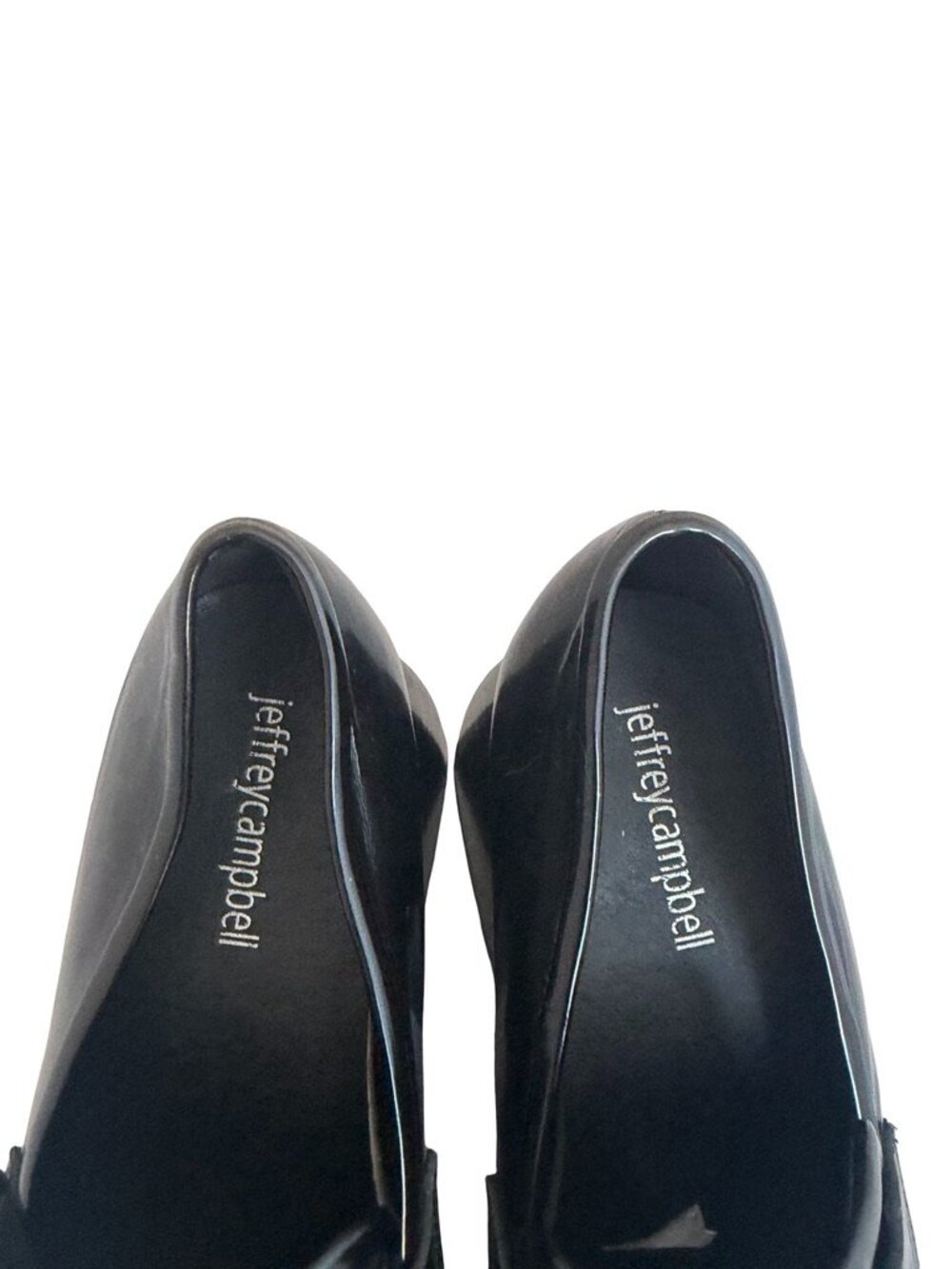 Jeffrey Campbell Black Chunky Platform Heeled Loafers Heel Faux Size 7.5 Women's - Picture 9 of 11